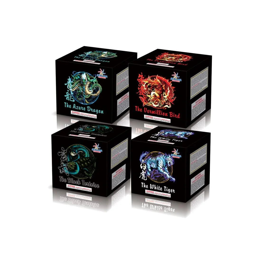 The Azure Dragon/The White Tiger/The Black Tortoise/The Vermillion Bird 9Shots Assorted  1.5"